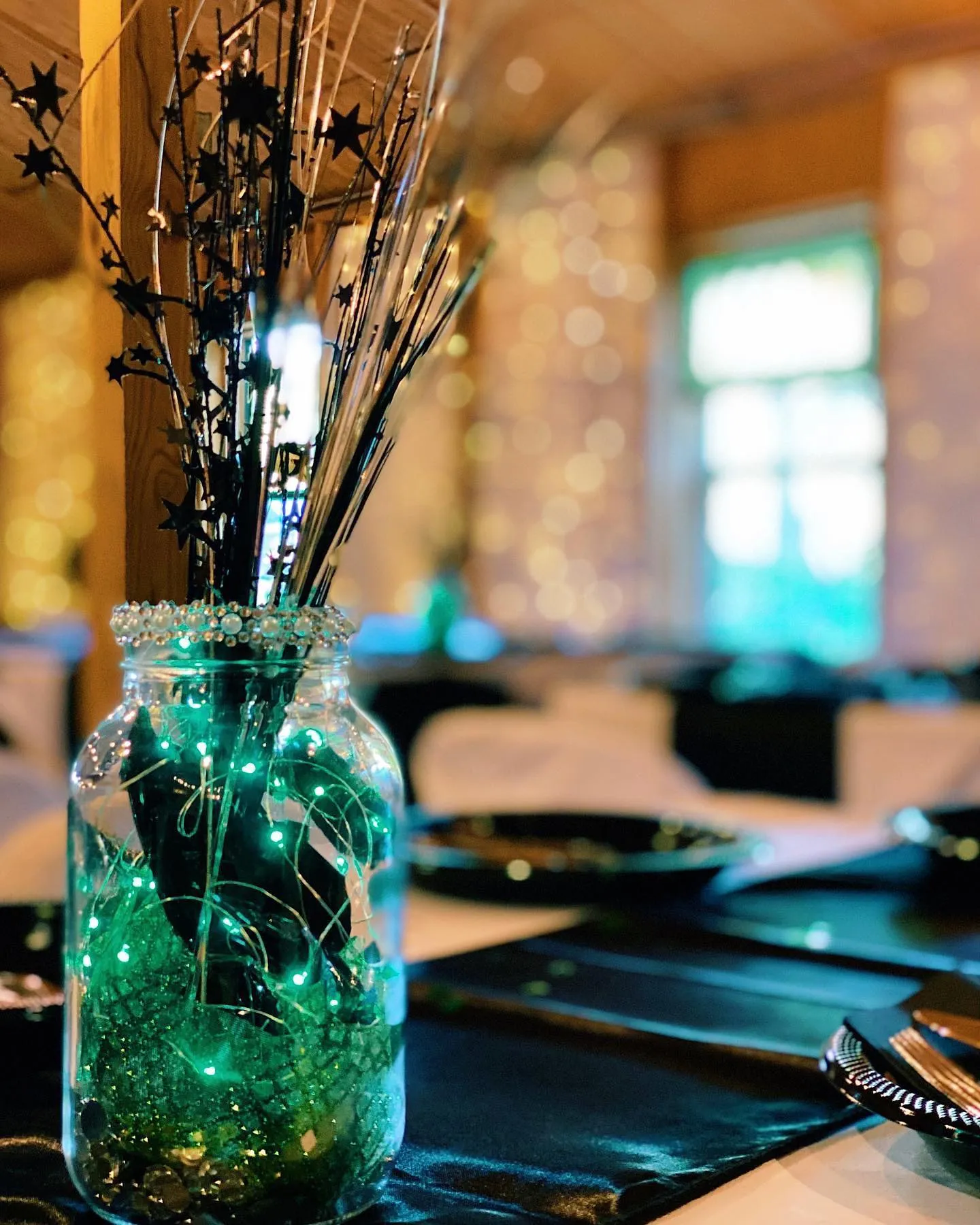 Centerpieces in mason jars